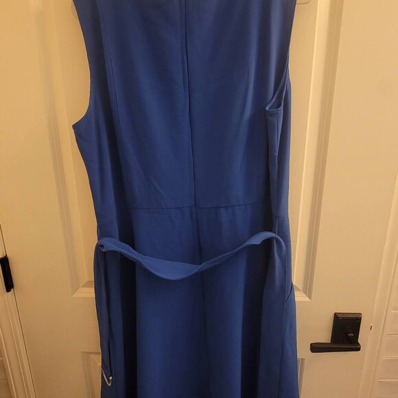NWT - Taylor Cobalt Blue Plus Dress Gold Zip A-Line Cap Sleeve - Size 18W - Picture 2 of 8